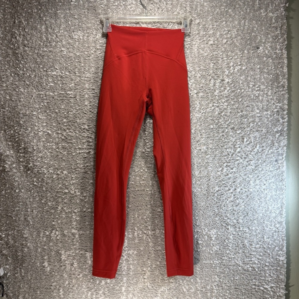 Lululemon Instill HR Tight 25" Red Pockets Logo Sports Training Size 2